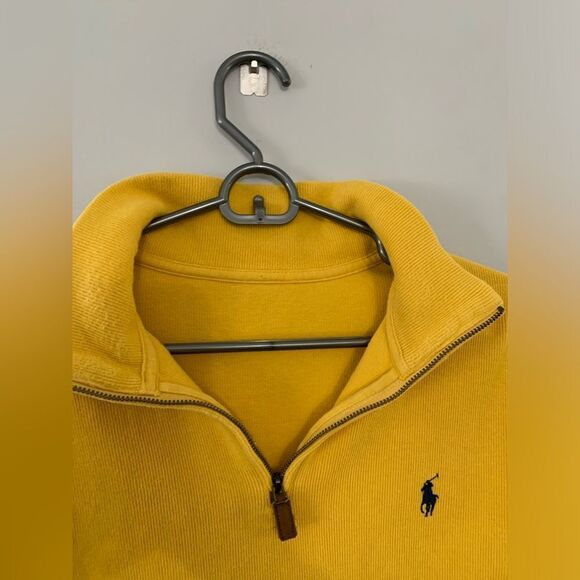 Polo Ralph Lauren Quarter Zip Sweater Long Sleeve Pullover Yellow Soft Size M - Picture 7 of 10